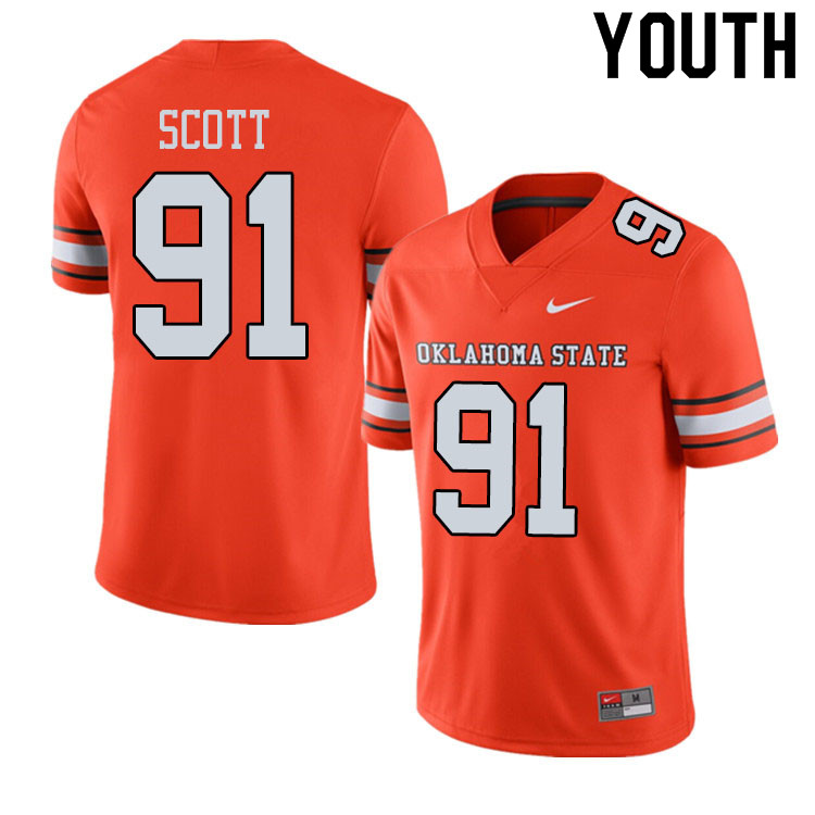 Youth #91 Mike Scott Oklahoma State Cowboys College Football Jerseys Sale-Alternate Orange